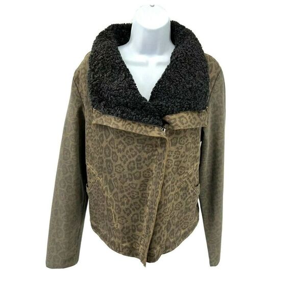Anthropologie Marrakech Moto Jacket Size Large Animal Print Removable Sherpa - Picture 2 of 14